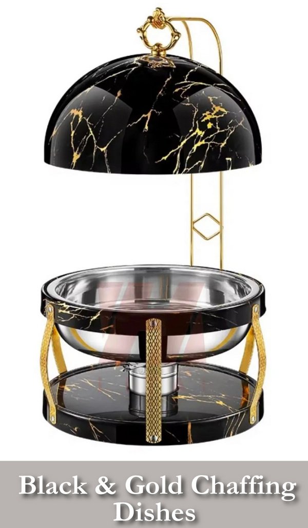 black gold dishes rental